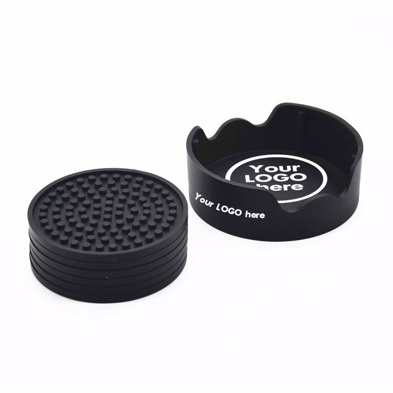 Silicone Drink Coaster with Holder Set of 6