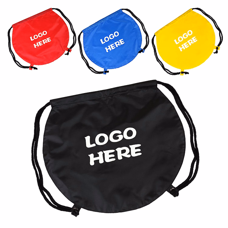 Round Polyester Drawstring Backpack
