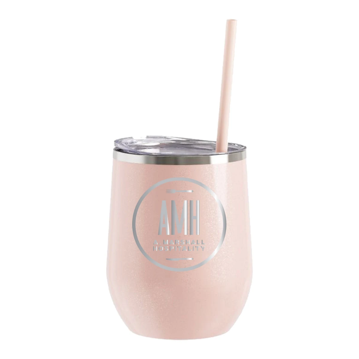 12 Oz. Glitter Blush Maars Bev Steel Stainless Steel Wine Tumbler 1
