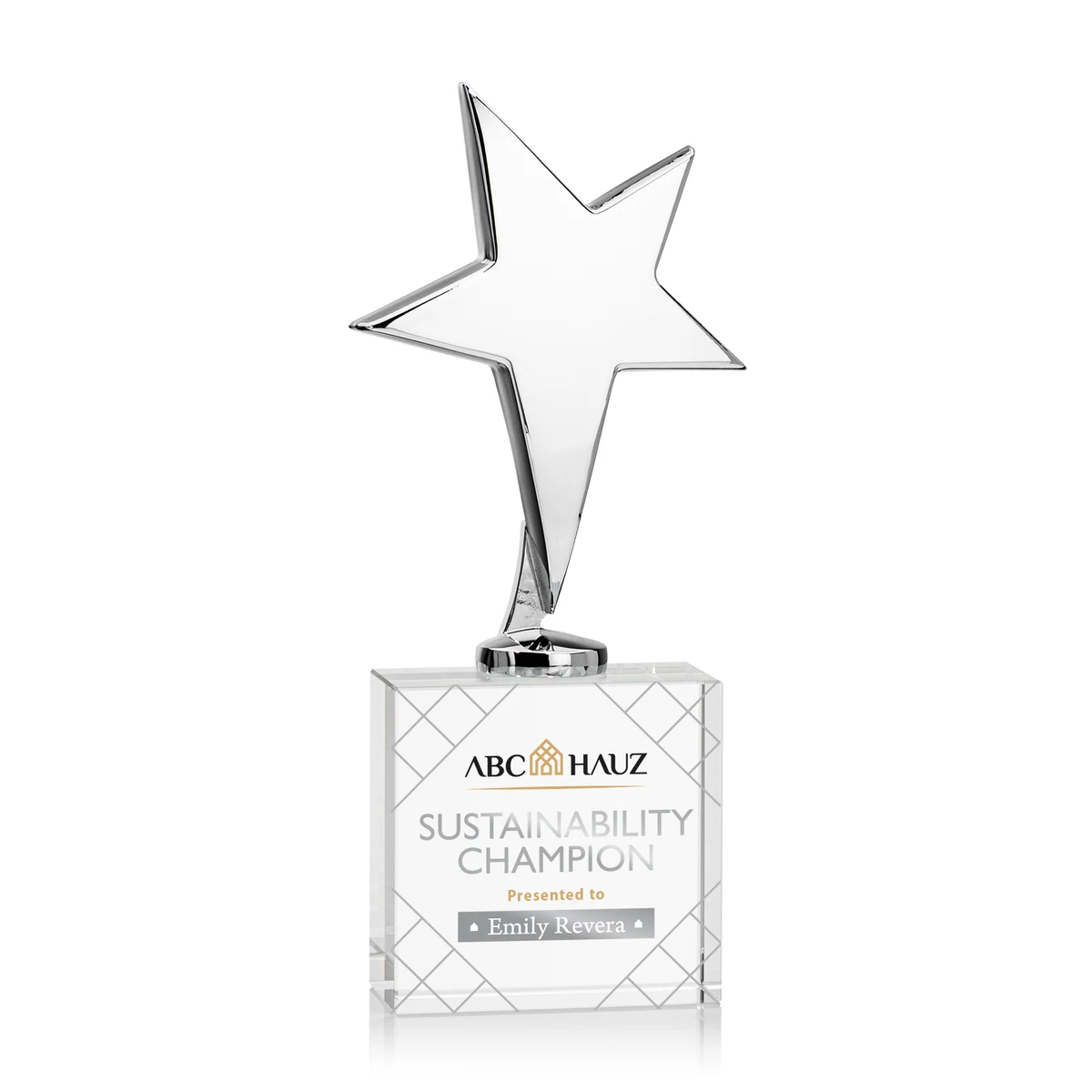 Tuscany Chrome Star VividPrint™ Award on Woodlawn Base-Clear 1