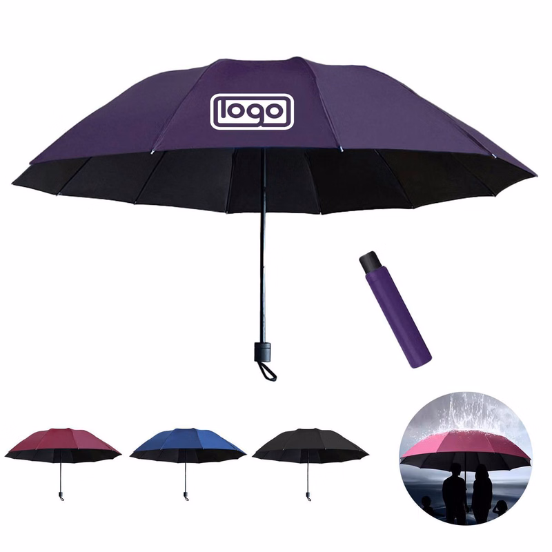 Extra Large 12 Ribs Windproof Waterproof Folding Umbrella