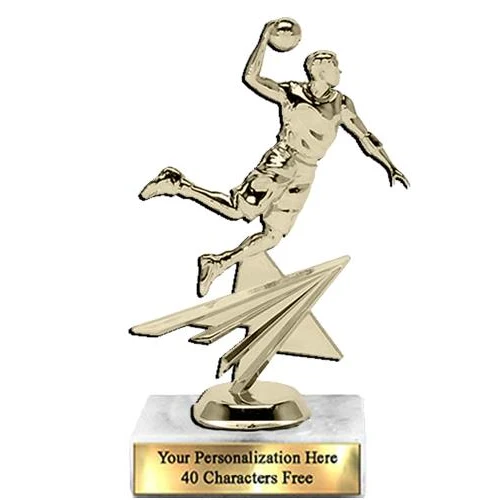 Trophy: 7", 2x3 white marble base, Star Figure Bas 1