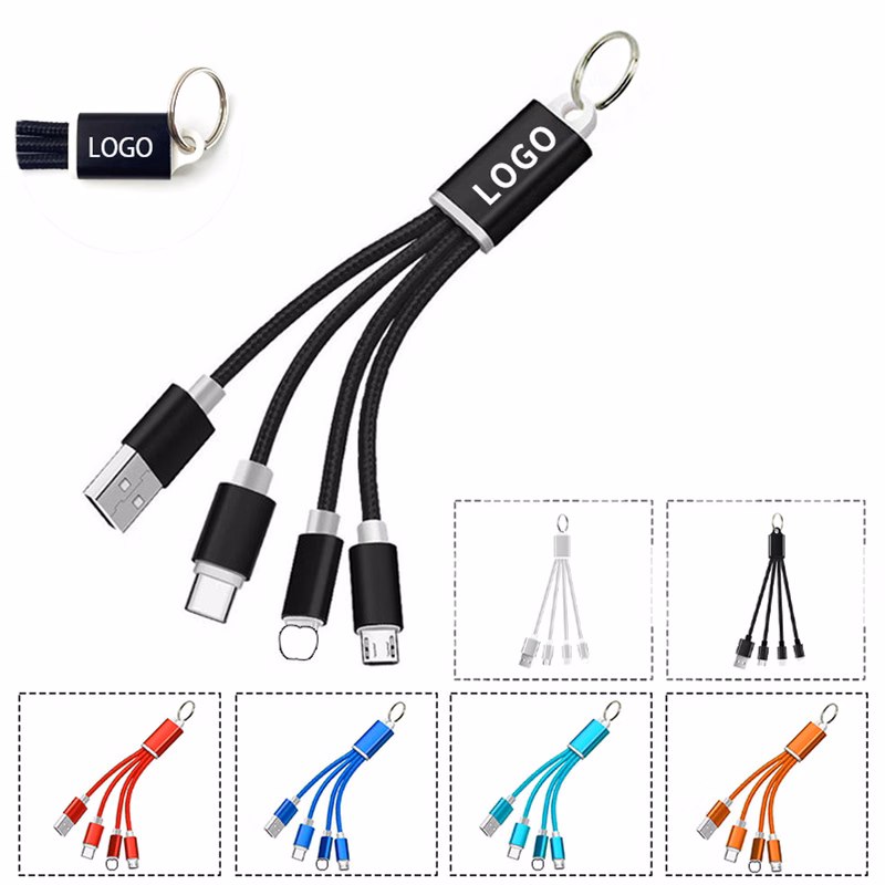 Three-in-one Key Ring Nylon Data Cable