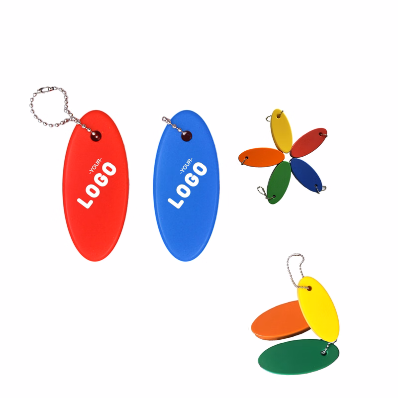 Beach PU Oval Floating Key Chain