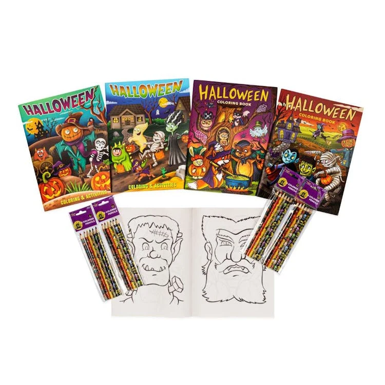 Halloween Bundle - Coloring Books and Colored Pencils 1