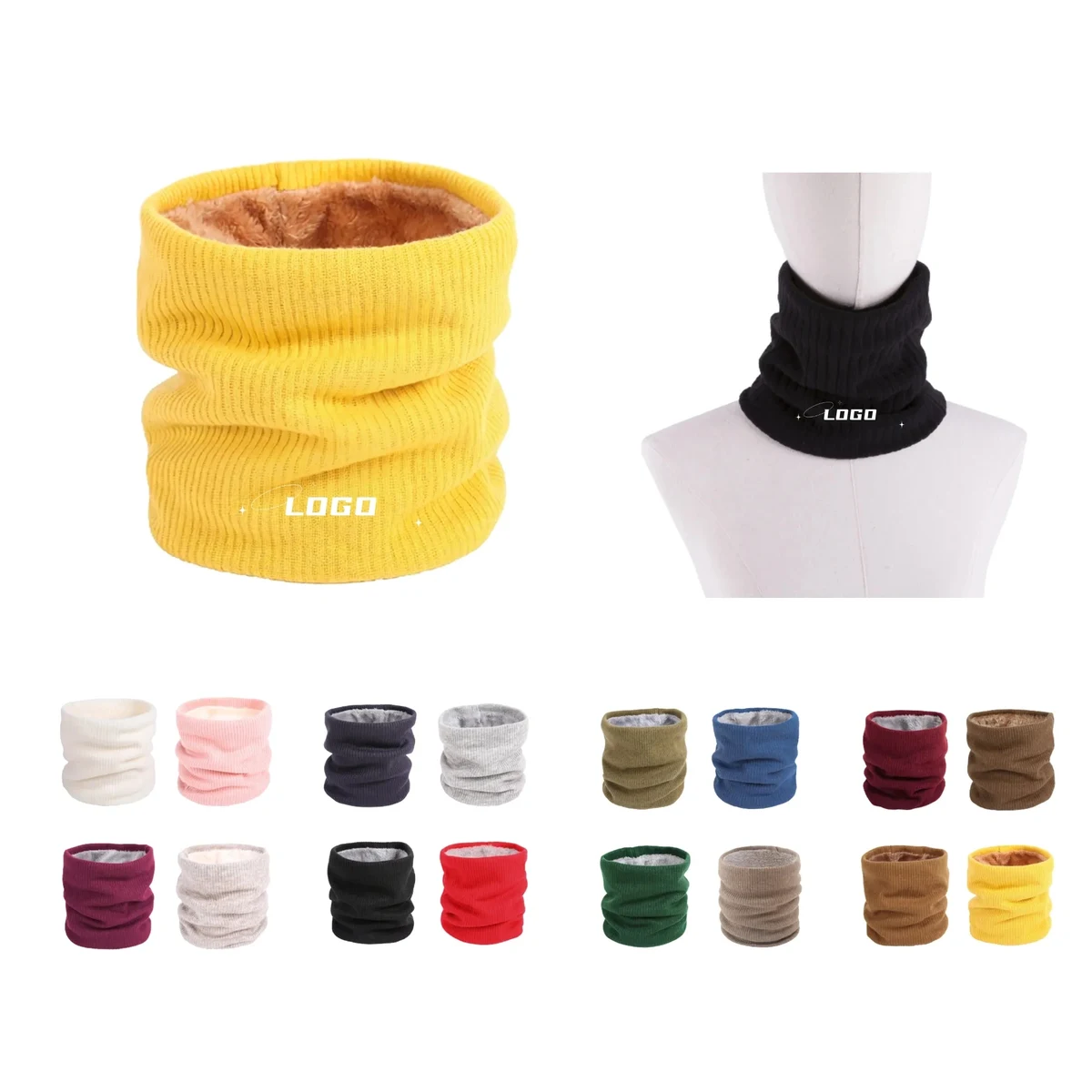 Fleece Thick Knit Scarf Winter Outdoor Double layer 1
