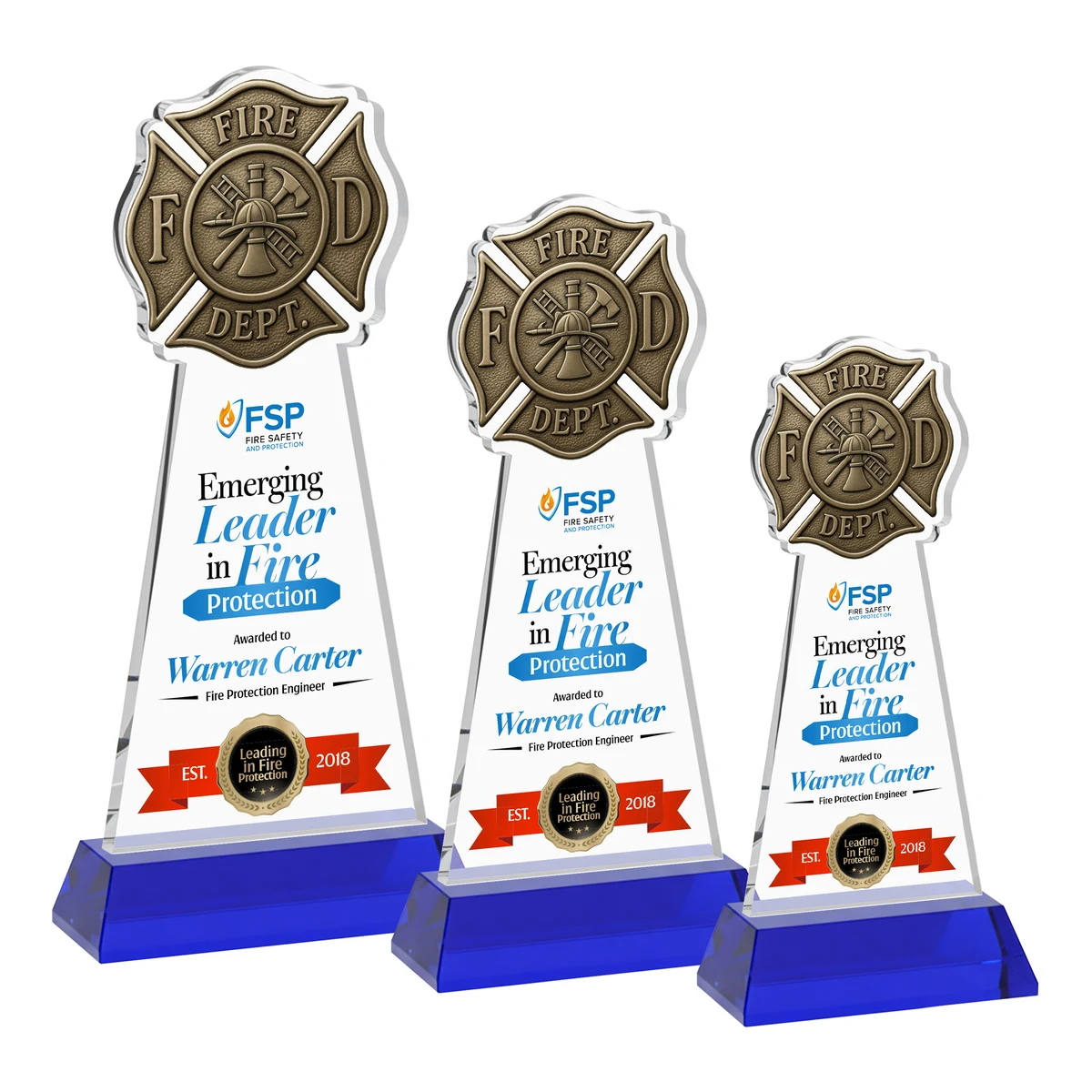 Fire Dept VividPrint™ Award on Hartford Base - Blue 1