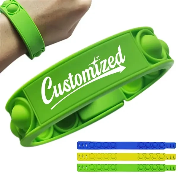 Custom Full-Color Silicone Pop Bracelet 9.33 inch — Interactive Stress Relief Wrist 1