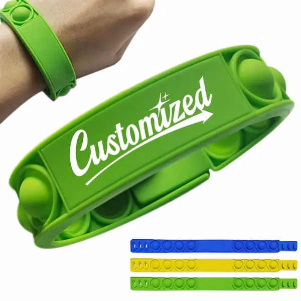 Custom Full-Color Silicone Pop Bracelet 9.33 inch — Interactive Stress Relief Wrist