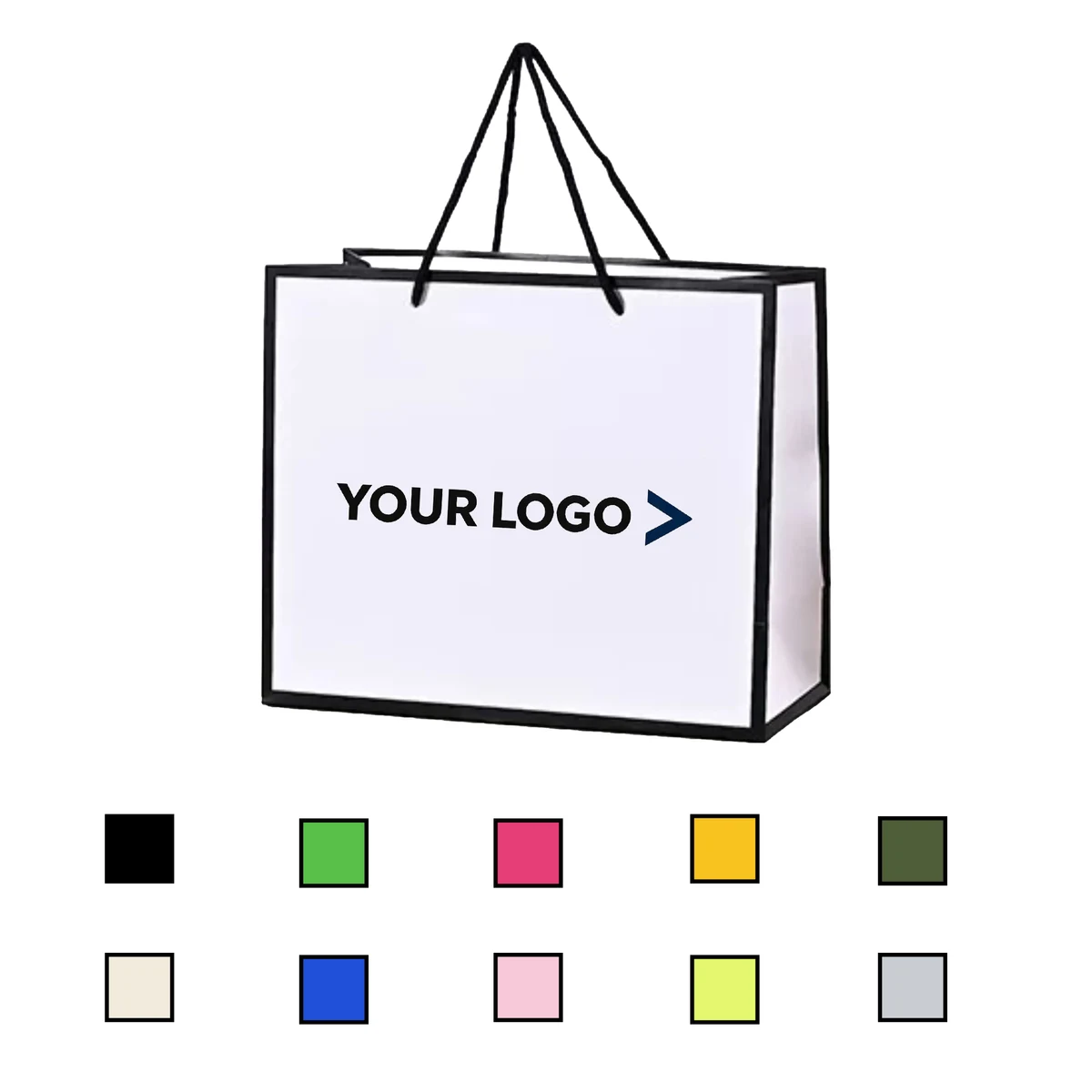 Custom Logo White Cardboard Shopping Bags with Handles Bulk 1