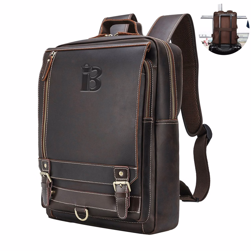 Genuine leather backpack for man