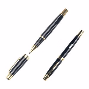 Black Metallic Retractable Cap Ballpoint Pens