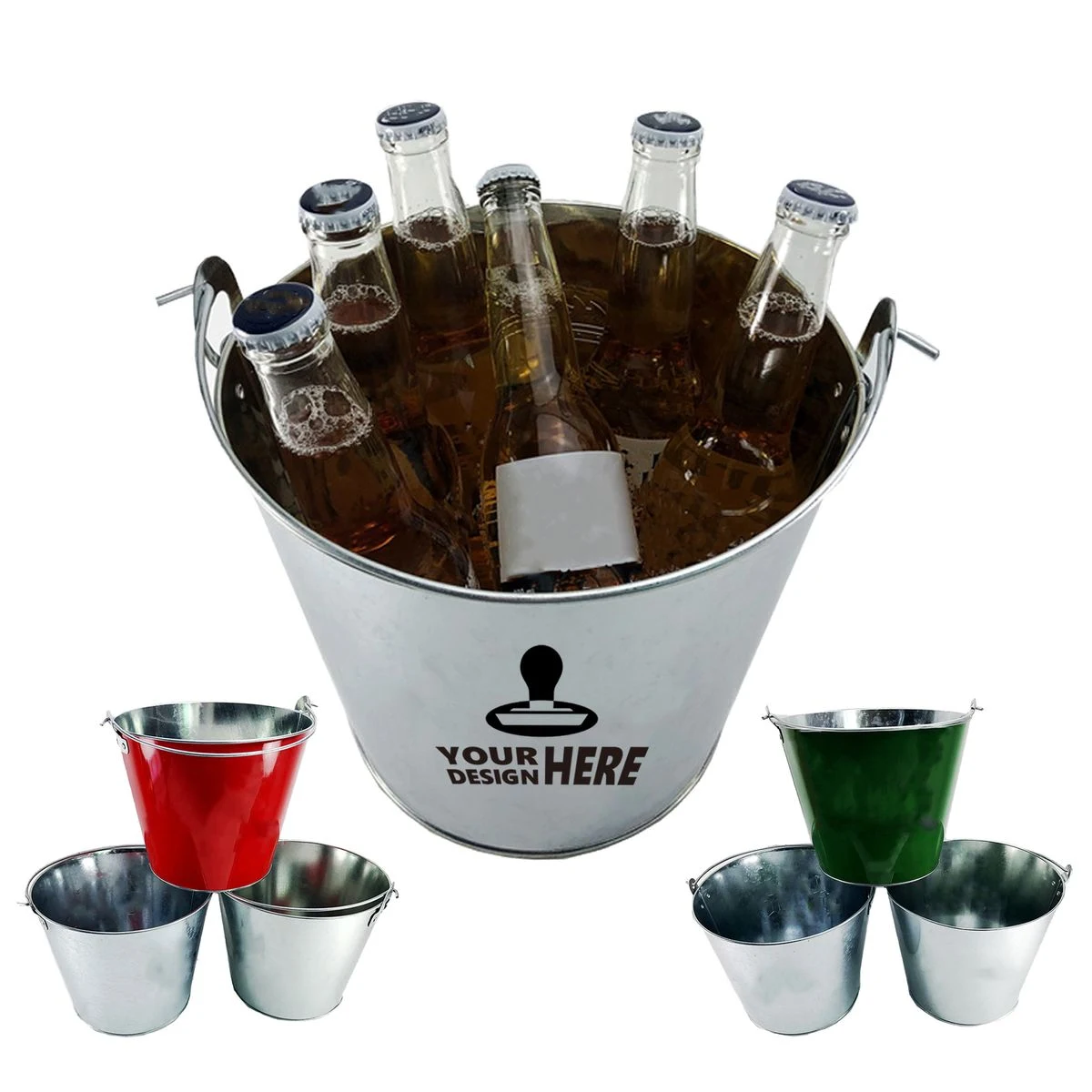 Galvanized Metal Beverage Ice Bucket 1.3 Gallon 1