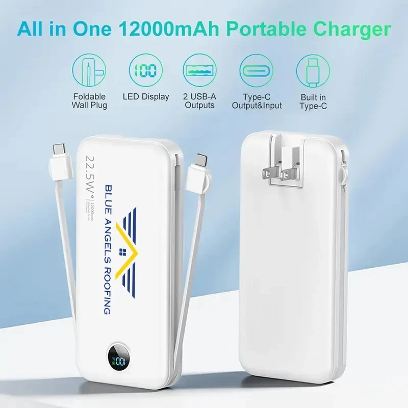 All in One 12000mAh Portable Charger with AC Wall Plug 1