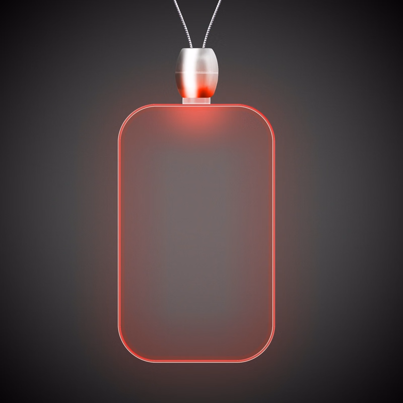 Dog Tag Red Light-Up Acrylic Pendant Necklace