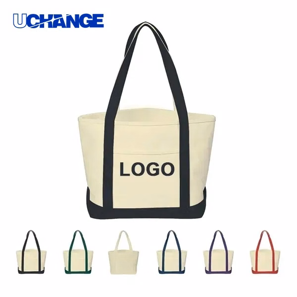 Canvas Tote Bag with Outer Pocket Utility Shopping Carry
