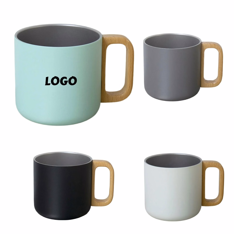 Stainless Mug Wood Handle Coffee Cup
