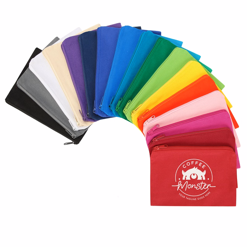9" X 6" Solid Cotton Canvas Pouch with Zipper (Ocean)