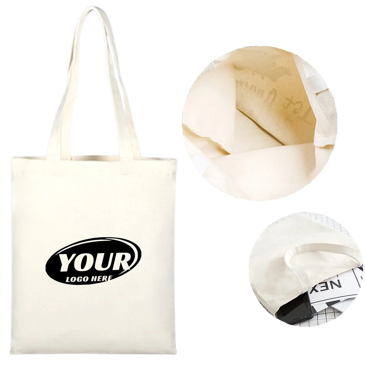 Personalized Cotton Canvas Grocery Tote Bag, custom tote bag with logo imprint 1