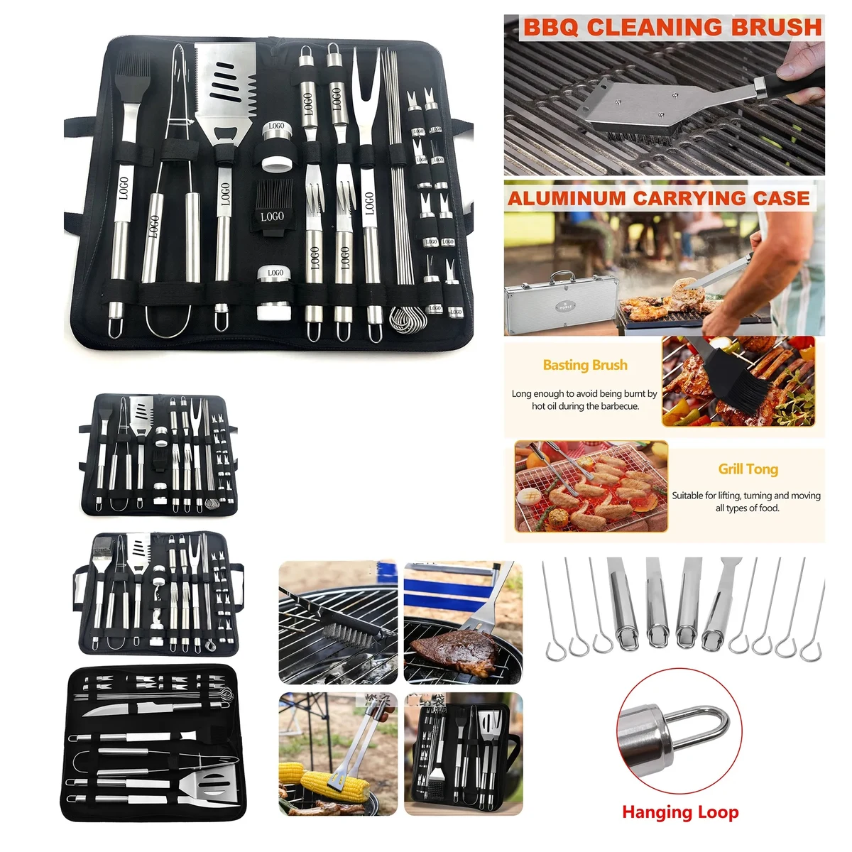 Stainless Steel Barbeque Grilling Tool Set with Carry Bag 1