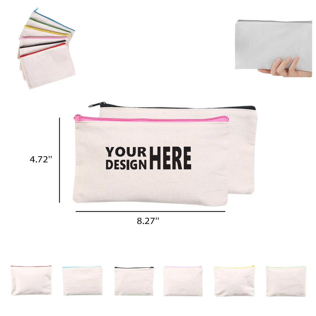 Customizable Multipurpose Canvas Pen Case Blank Makeup Bags 1