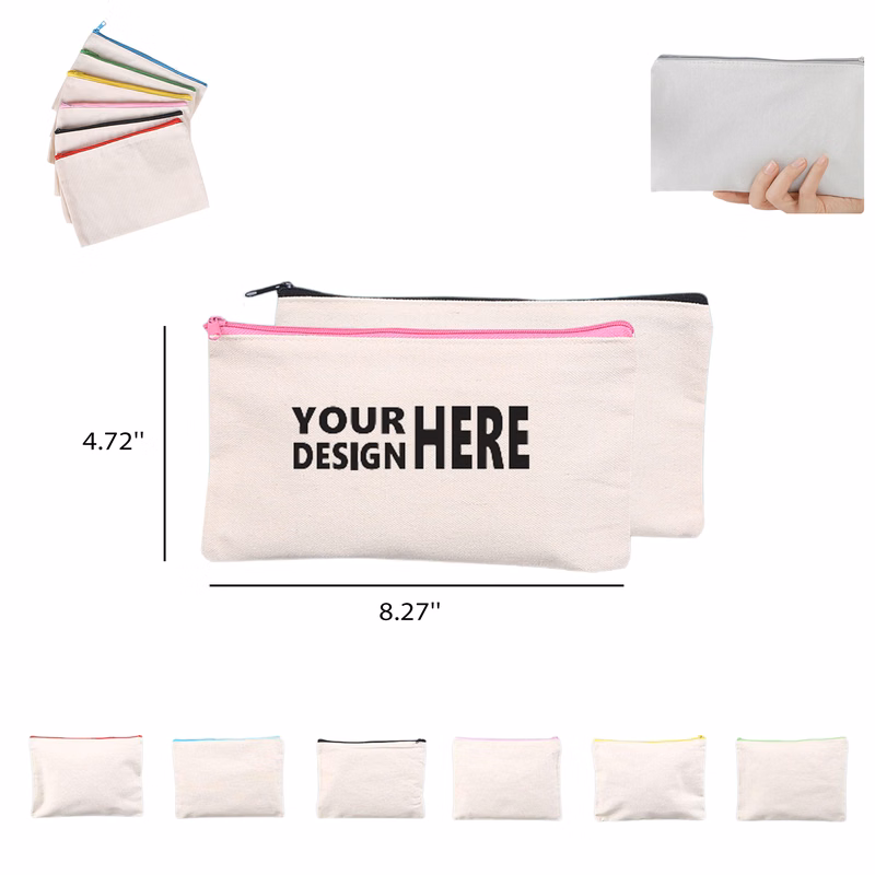Customizable Multipurpose Canvas Pen Case Blank Makeup Bags