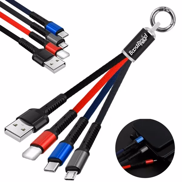 Custom 3 in 1 Universal Charging Cable Keychain — Multi Connector Tech Giveaway