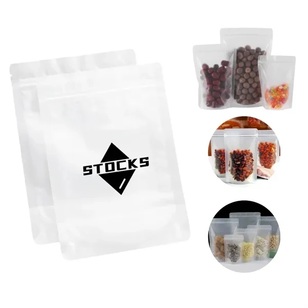 Custom 6.69 x 9.45 Inch Frosted Food Storage Bag — Sealed & Transparent Promo Package 1