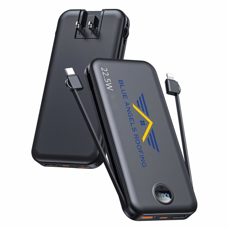5 in 1 Portable Charger with Built-in Cables & AC Wall Plug