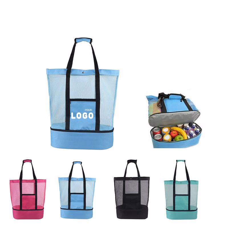 MOQ 100 PCS Multifunctional Mesh Beach Tote Bag With Cool