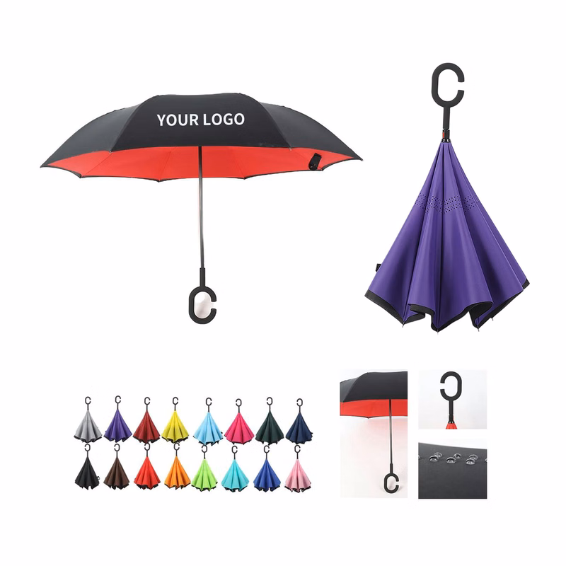 Pongee Inversion Umbrella with Drip Proof Reverse Design