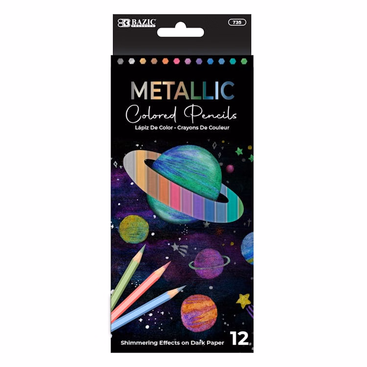 Metallic Colored Pencils - 12 Pack Assorted