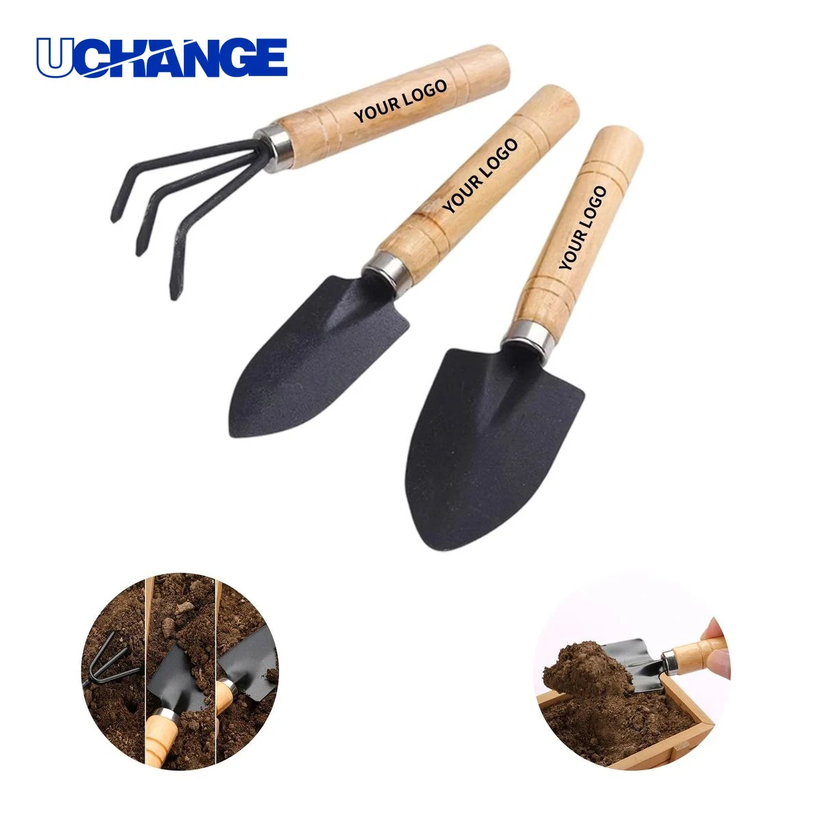 Wood Handle Gardening Tool Set 1