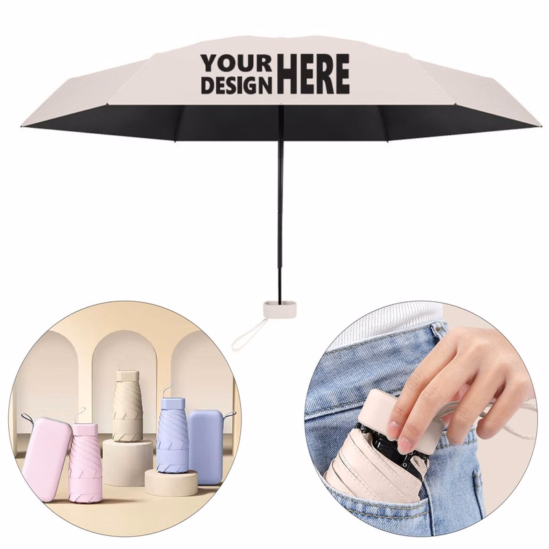 Capsule 6-Rib Flat Folding Umbrella