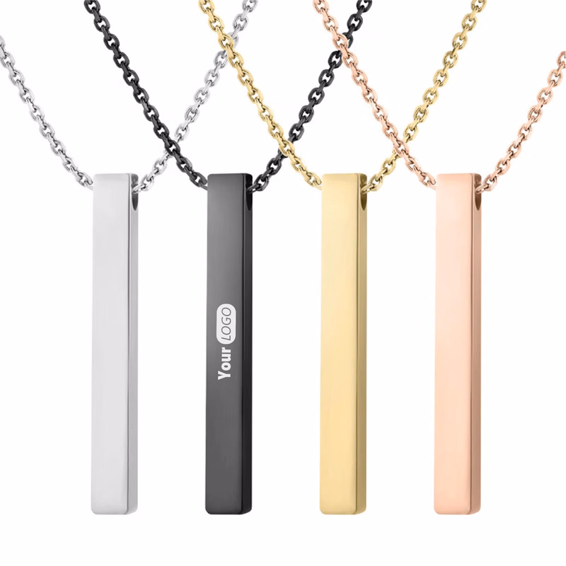 Stainless Steel Personalized Rectangle Necklace For Stylish Keepsakes (Moq 50)