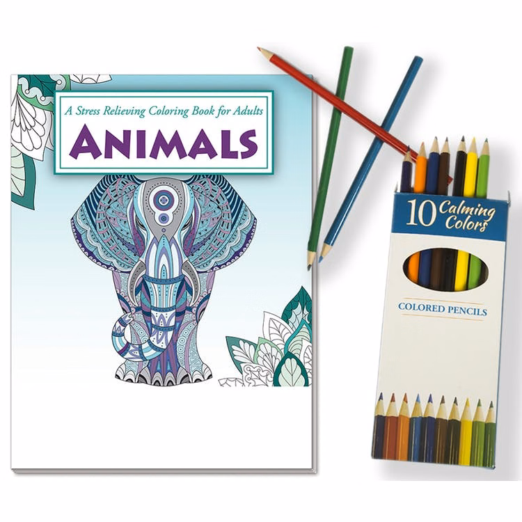 Adult Coloring Book Sets - 24 Pages Colored Pencils Included