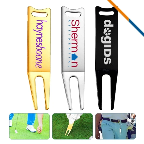 Custom Iron Divot Tool with Glossy Finish and Keyring Hole — Golf Event Gift Item 1
