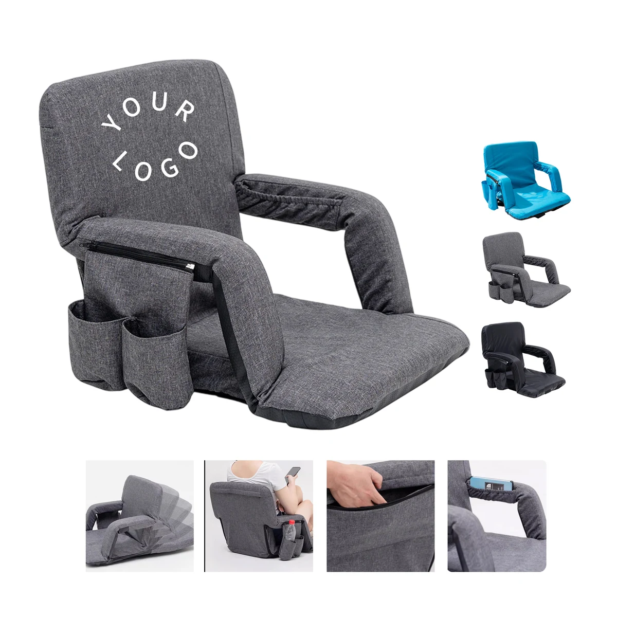 Portable Reclining Stadium Chair with Adjustable Shoulder Straps 1