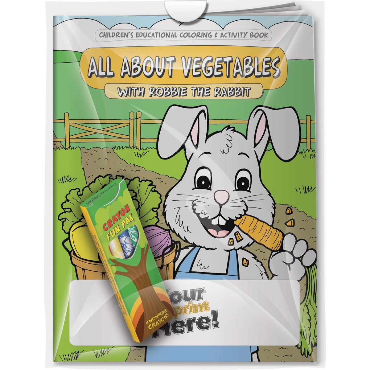 Combo Pack - CB1061 Coloring Book & 4-Pack of Crayons (Imprinted) in a Poly Bag 1