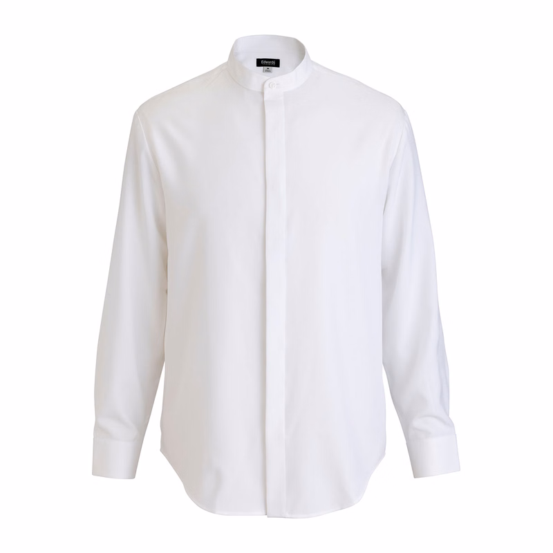 Flexbatiste Banded Collar Long Sleeve Mens Shirt