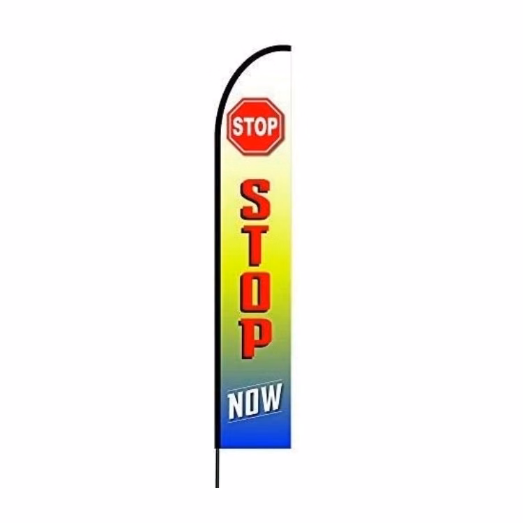 Stop Now Flag Kit 15' Feet Feather Flag Sign Outdoor Banner