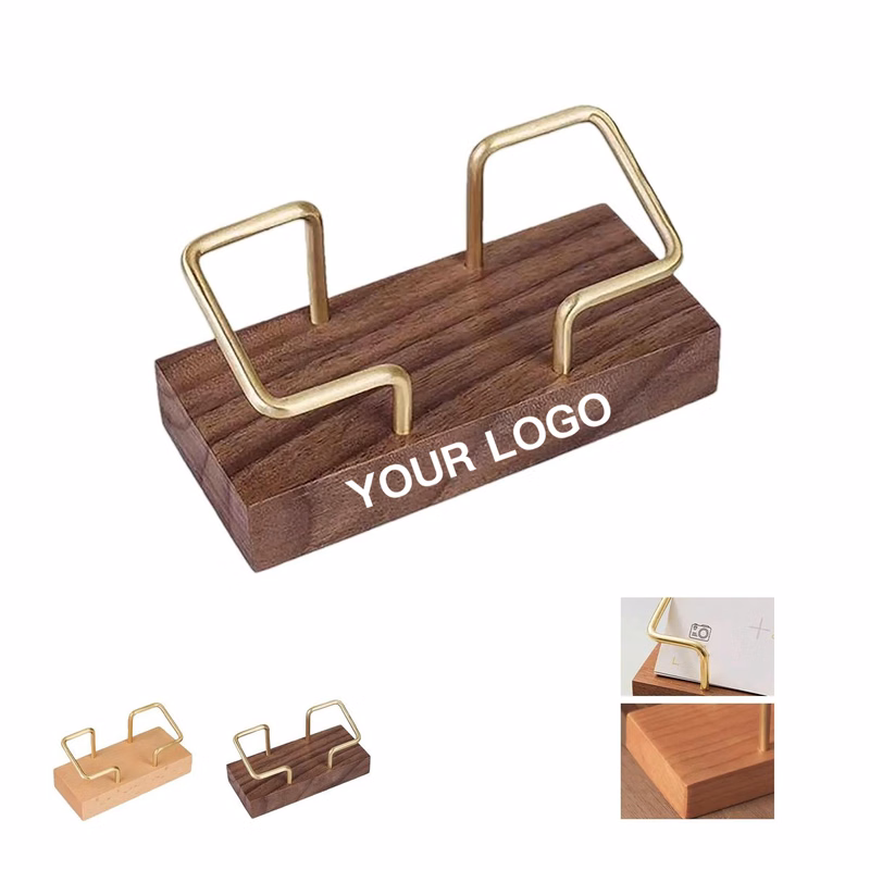 Customizable Beech Wood Business Card Stand