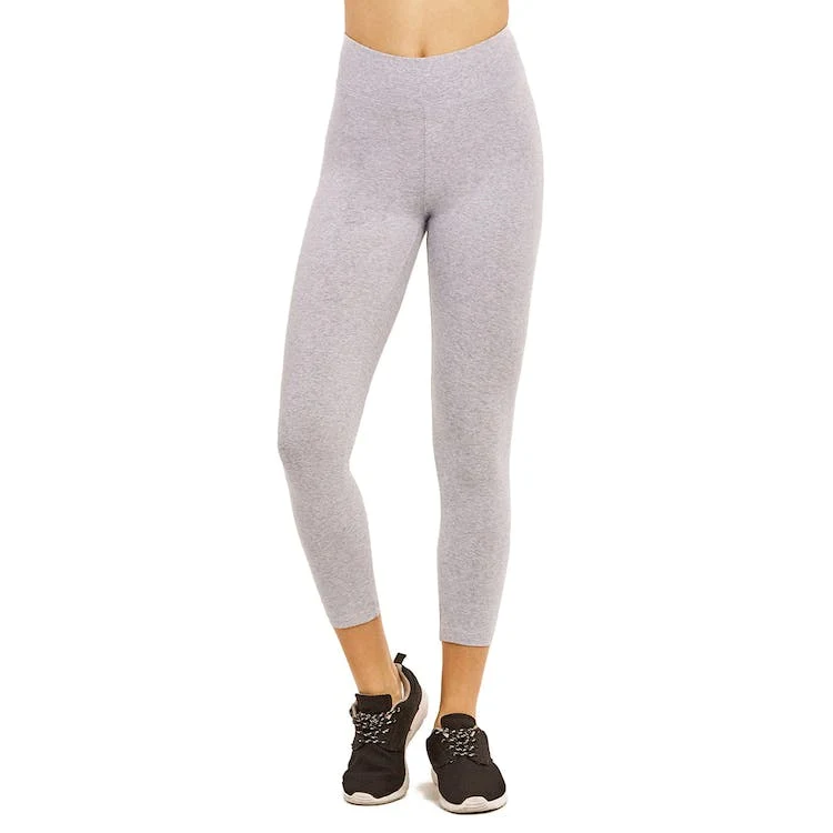 Women's Cotton Capri Leggings - Medium Heather Gray 1