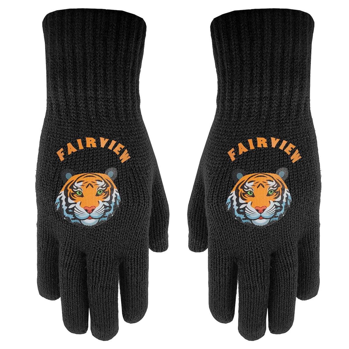 Deluxe Knit Text Gloves with Oversized DTF on Top of Hand 1
