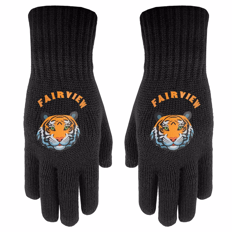 Deluxe Knit Text Gloves with Oversized DTF on Top of Hand