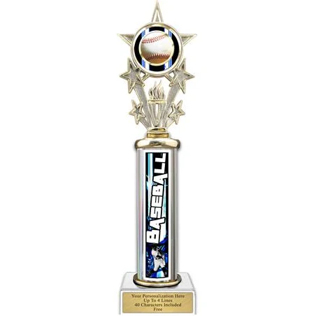 Trophy, 12" Action Matrix Baseball Blue 1 column, 1