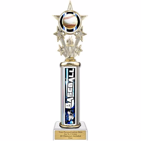 Trophy, 12" Action Matrix Baseball Blue 1 column,