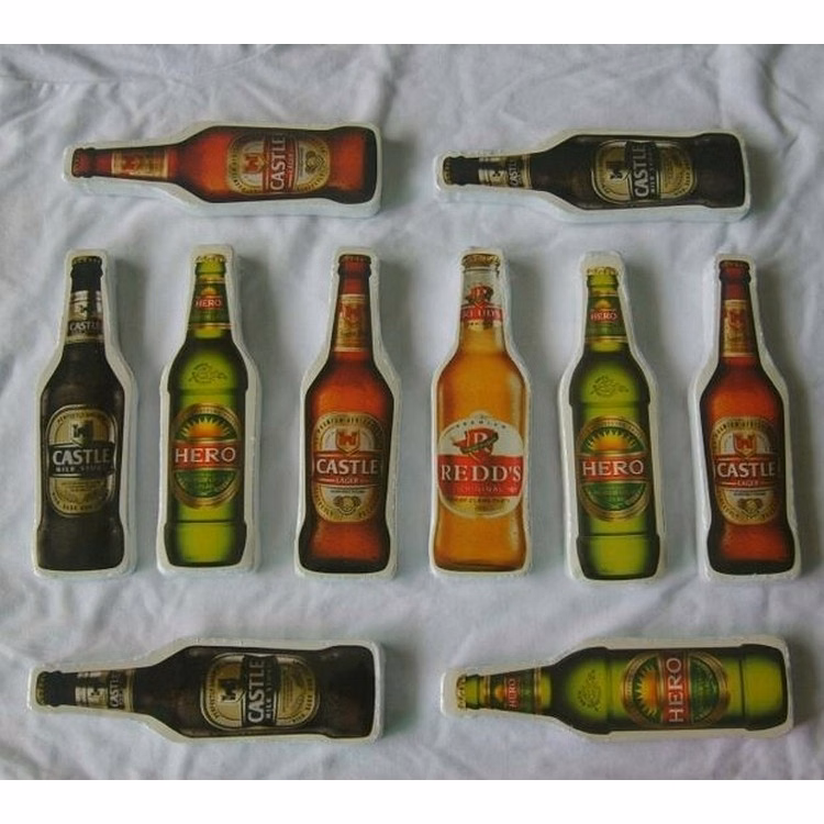 Beer Bottle Shaped Compressed Towel With Full Color Imprint Card