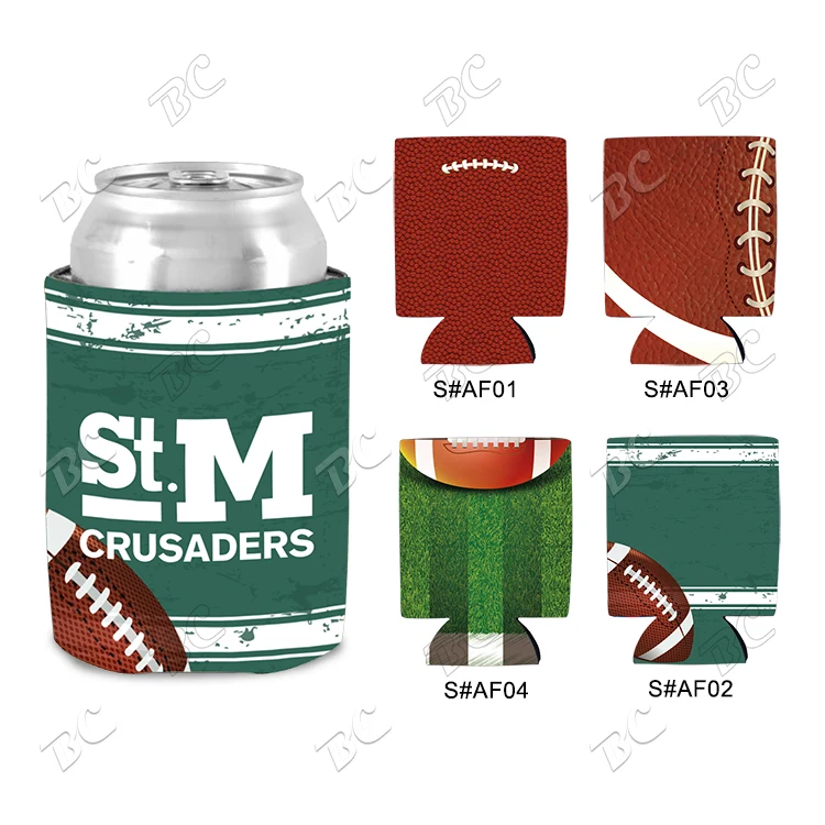 Free Shipping Football Design Sublimated Collapsible Can Cooler 1