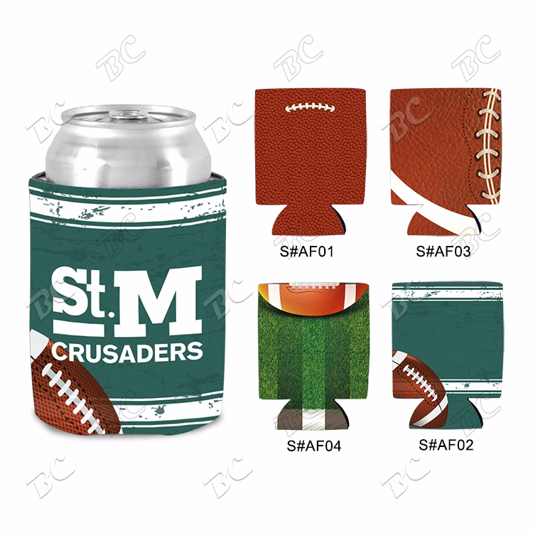 Free Shipping Football Design Sublimated Collapsible Can Cooler